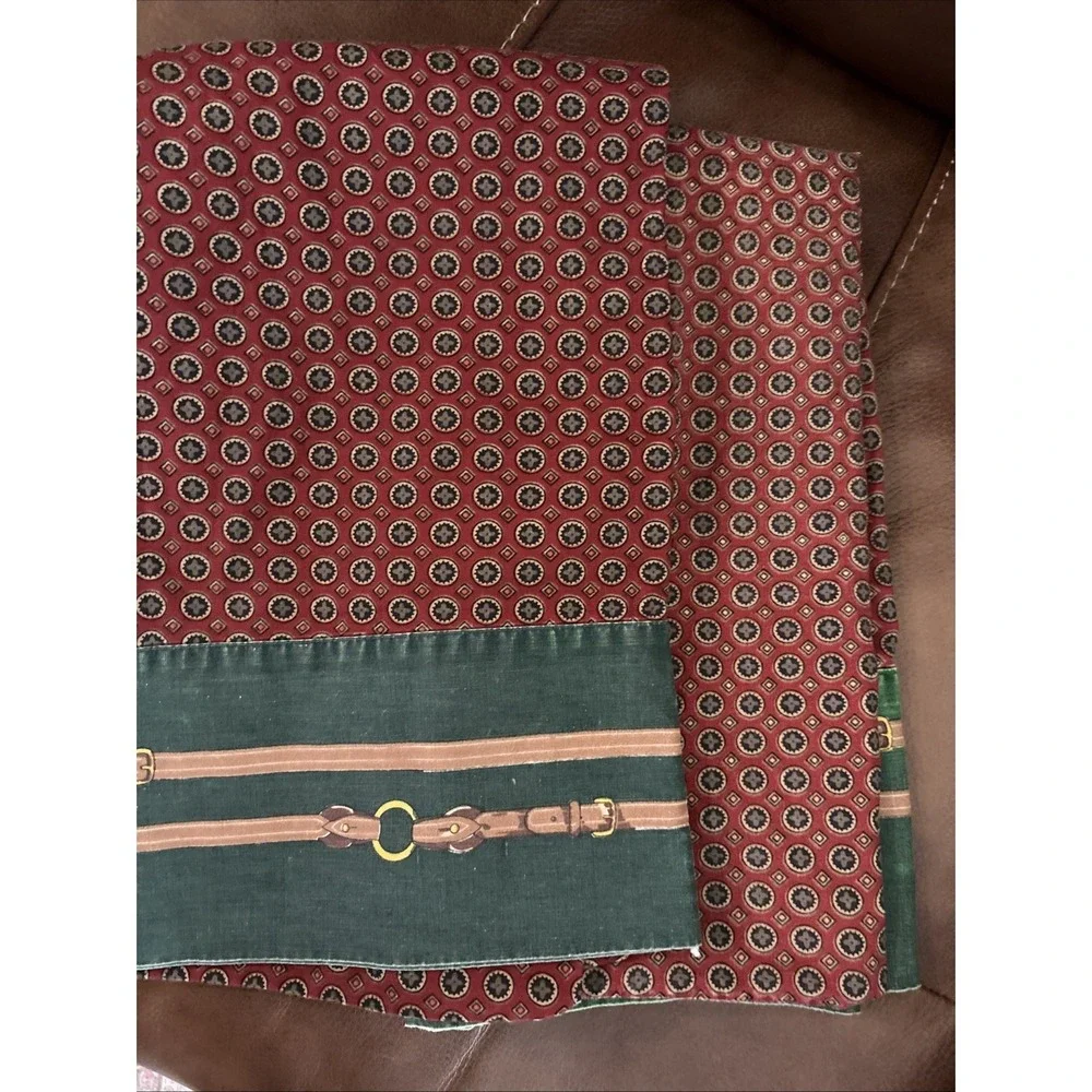 Ralph Lauren Wilkes Foulard Equestrian Green Red pillowcase Some Fading set /2